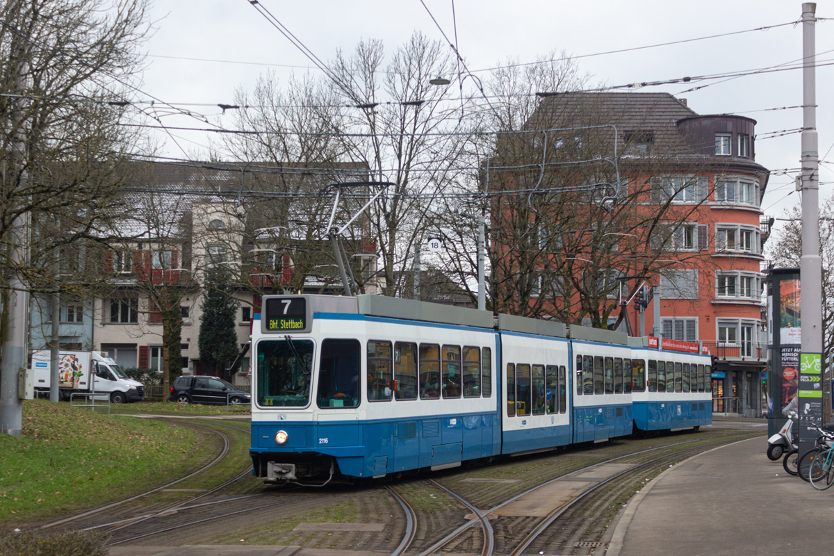 Zürich, SWP/SIG/ABB Be 4/8 "Tram 2000 Sänfte" Nr. 2116