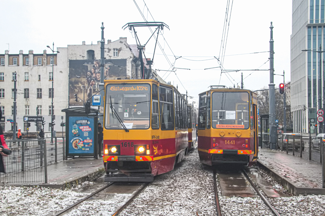 Лодзь, Konstal 805Na № 1618; Лодзь, Konstal 805Na № 1441; Лодзь — 45-летие вагонов 805Na в Лодзи — 24.11.2024