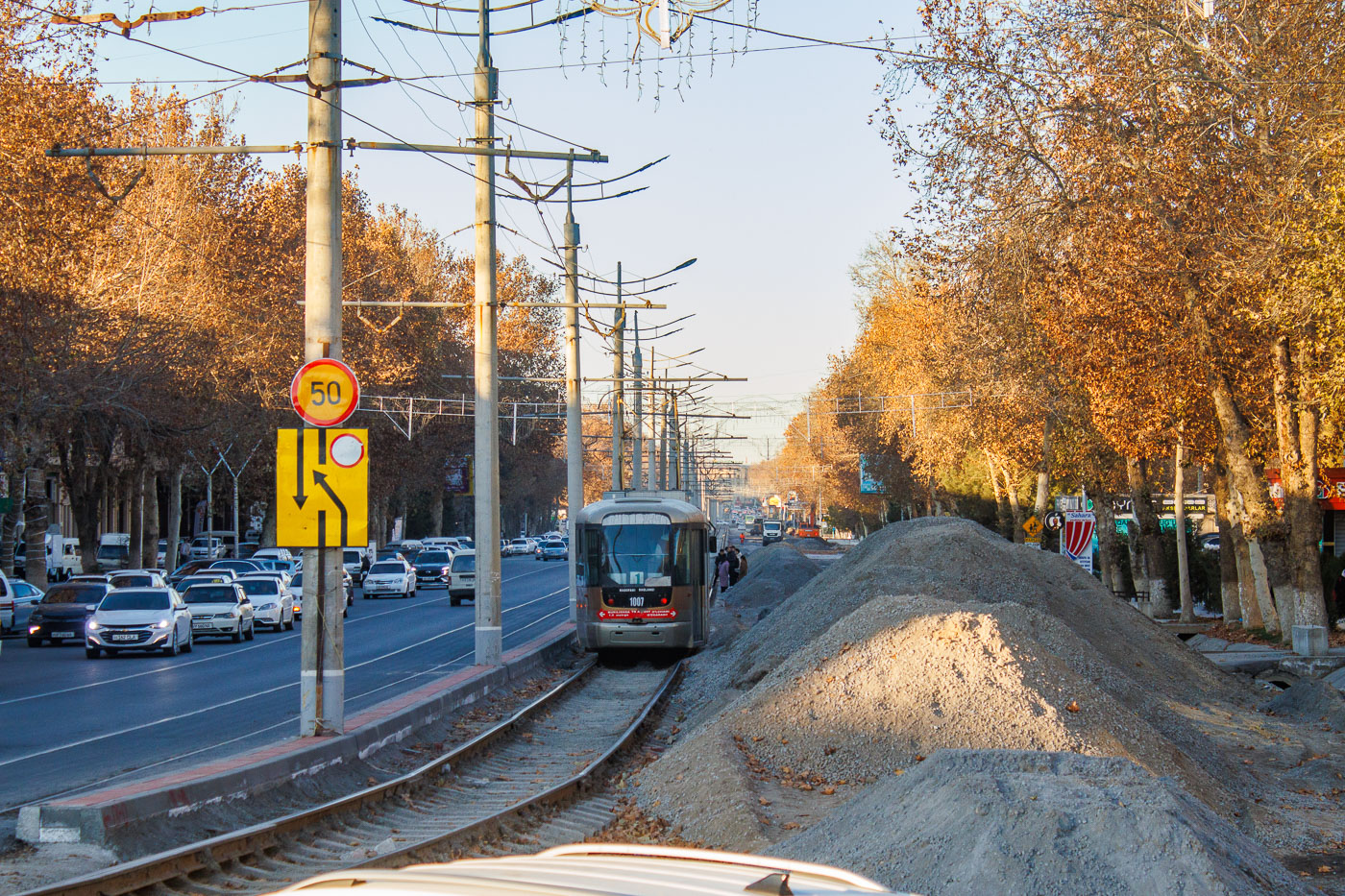 Самарканд — Реконструкция улицы и трамвайных путей по улице Буюк Ипак Йули