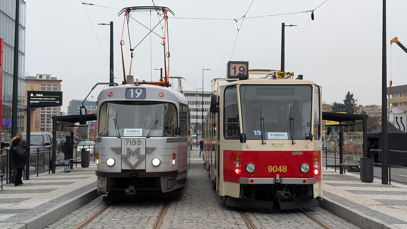 Прага, Tatra T3SUCS № 7188; Прага, Tatra KT8D5 № 9048; Прага — Трамвайные линии и инфраструктура