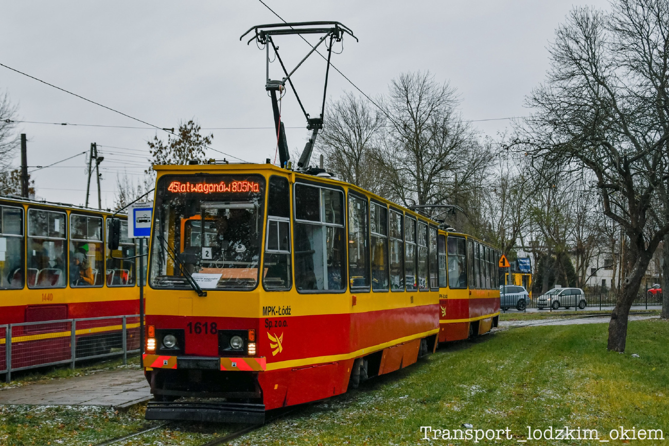 Łódź, Konstal 805Na № 1618; Łódź — 45th anniversary of 805Na trams in Łódź — 24.11.2024