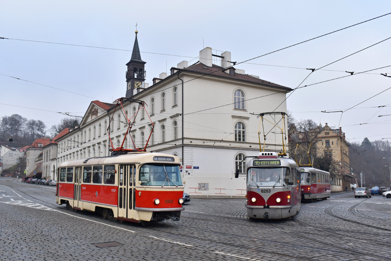 Prague, Tatra T3 № 6102; Prague, Tatra T3R.PLF № 8283