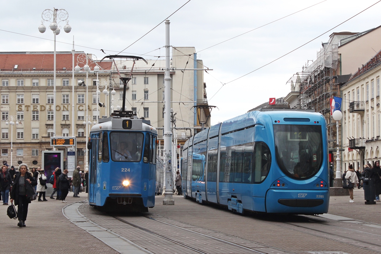 Загреб, Đuro Đaković TMK-1Z № 224; Загреб, Končar TMK 2200 № 2205