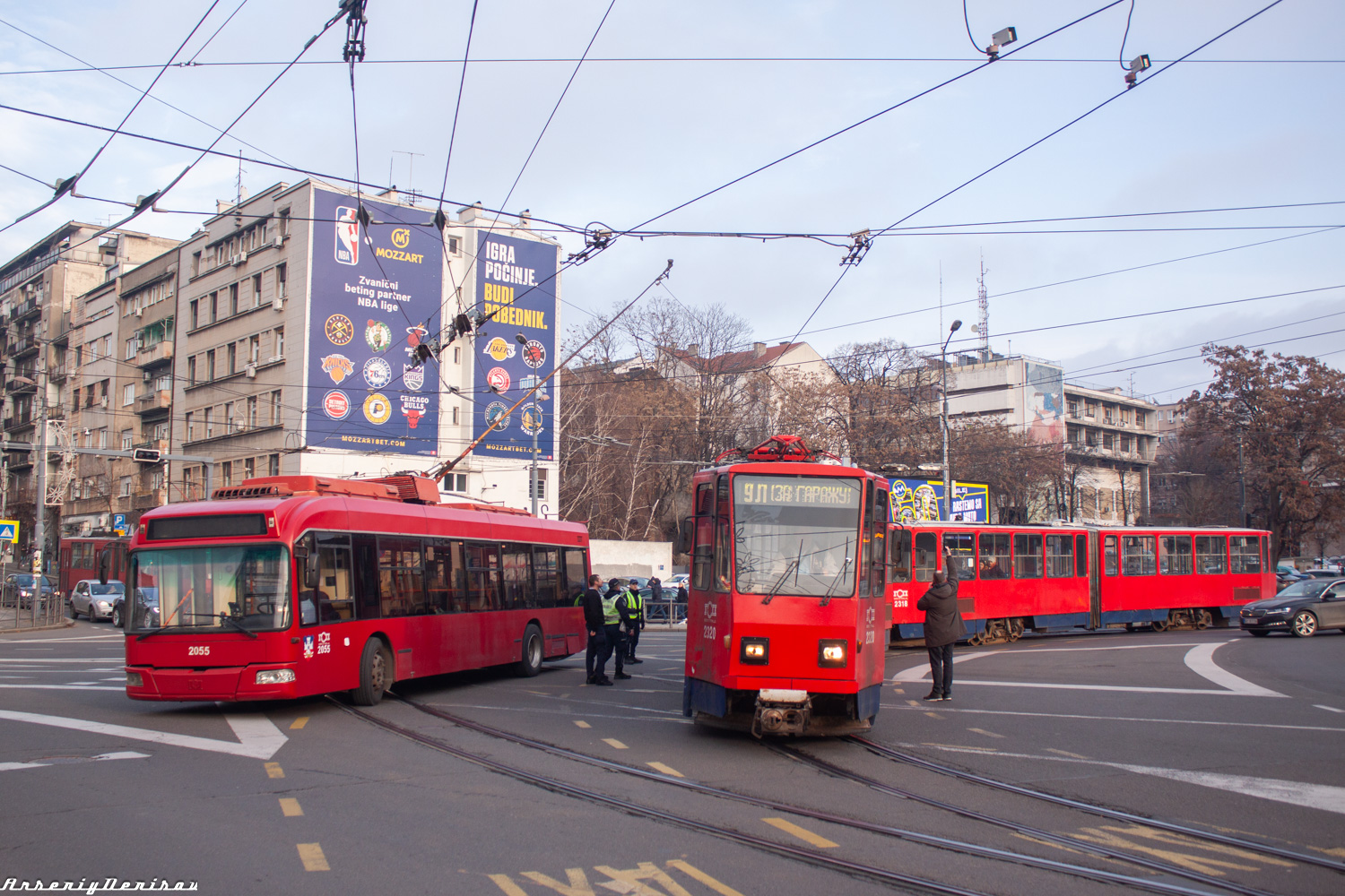 Белград, БКМ 32100C № 2055; Белград, Tatra KT4YU-M № 2320