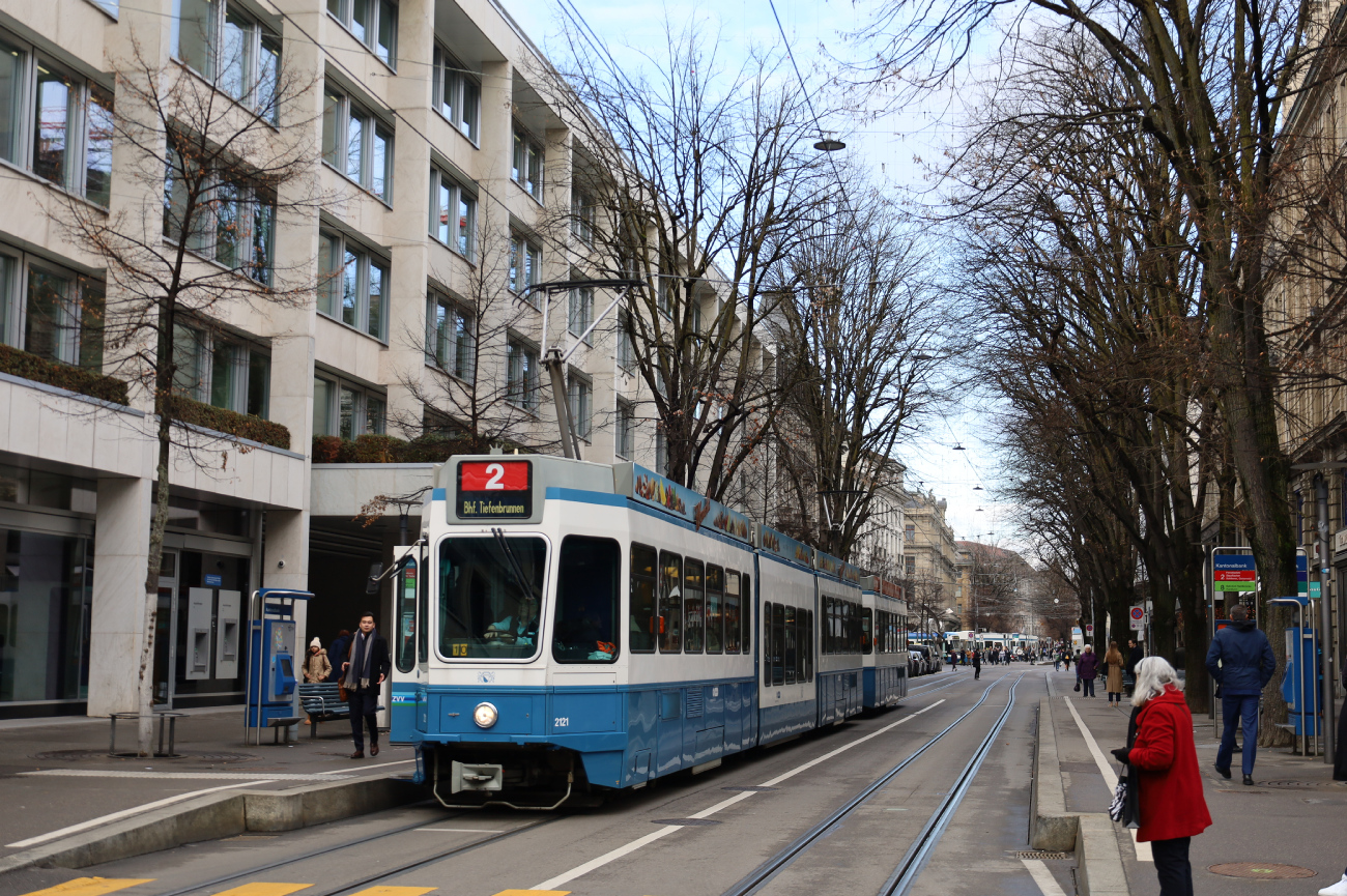 Zurich, SWP/SIG/ABB Be 4/8 "Tram 2000 Sänfte" № 2121