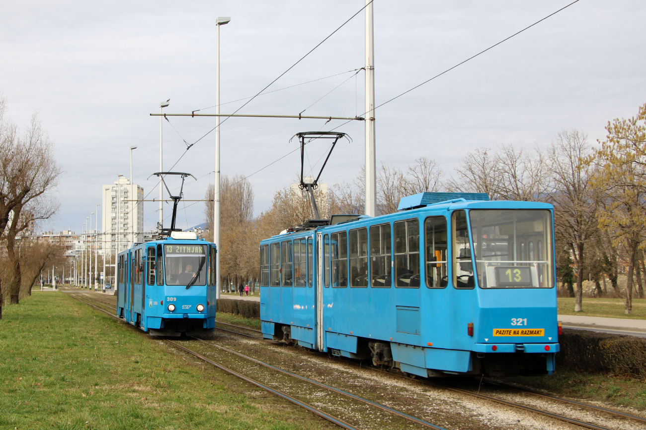 Загреб, Tatra KT4YU № 309; Загреб, Tatra KT4YU № 321