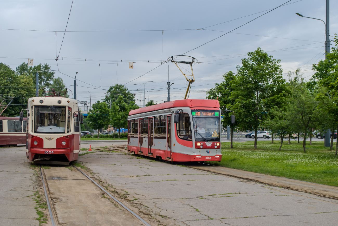 Санкт-Петербург, ЛМ-68М2 (мод. СПб ГЭТ) № 3624; Санкт-Петербург, 71-623-03 № 3708