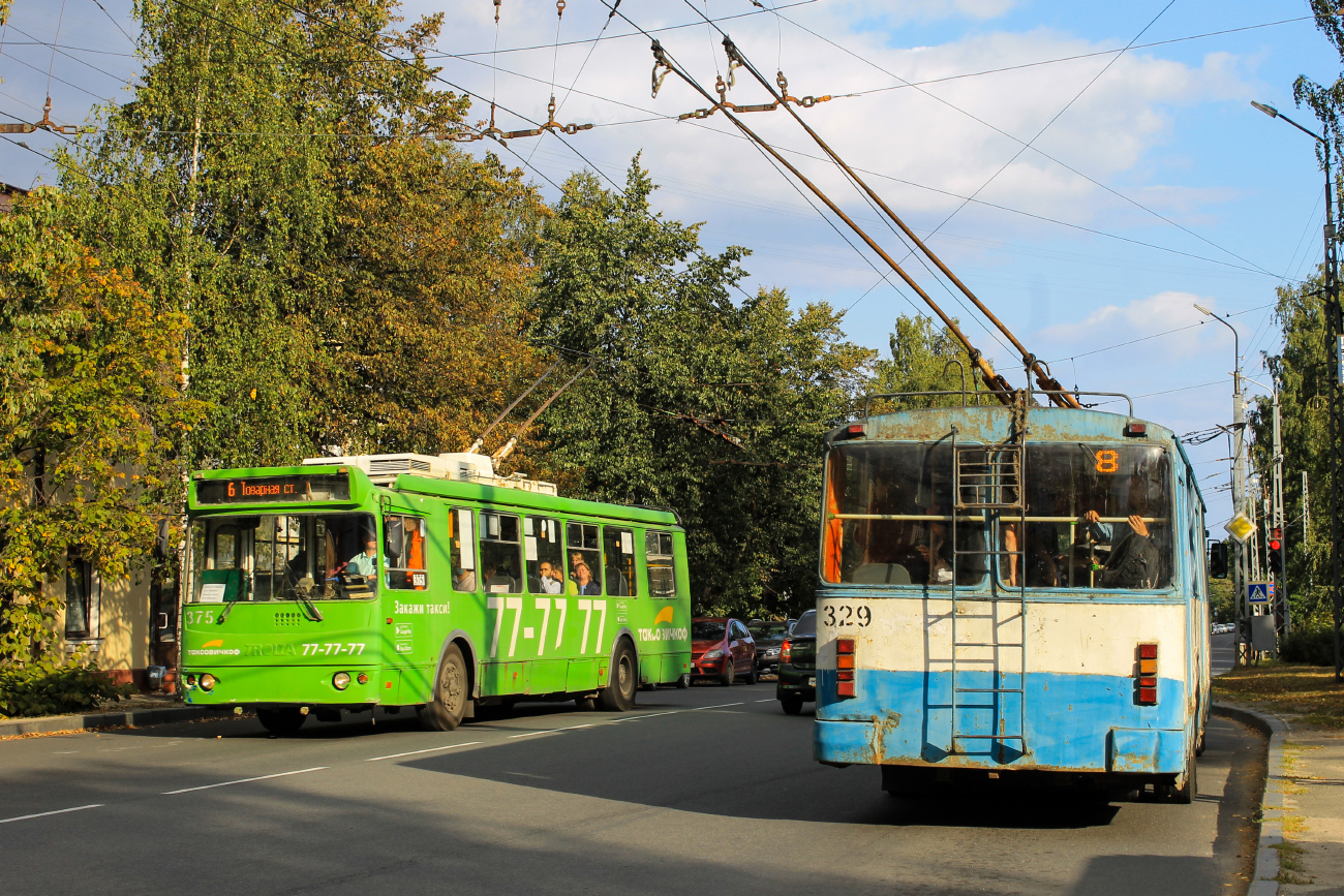 Петрозаводск, ЗиУ-682Г-016.02 (обр. 2013) № 375; Петрозаводск, ВЗТМ-5284 № 329