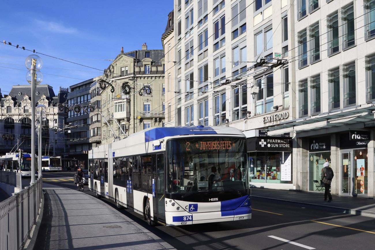 Лозанна, Hess SwissTrolley 4 (BGT-N2D) № 874