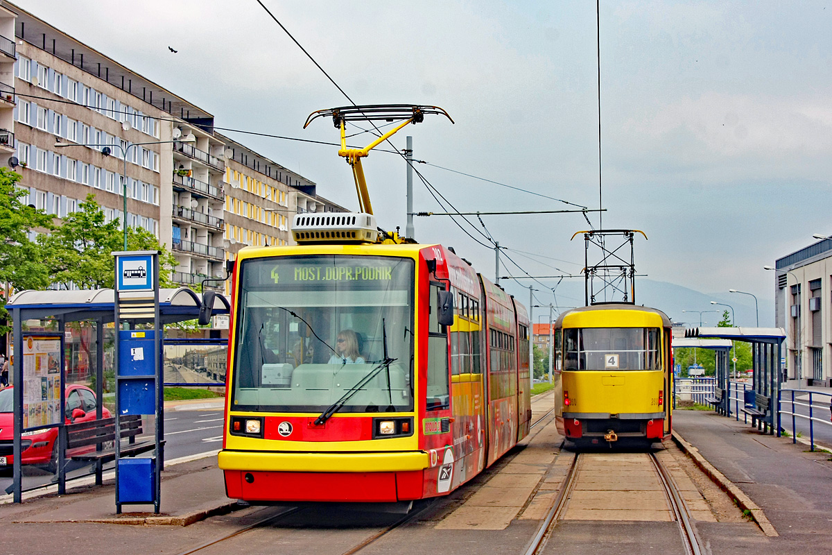 Мост ― Литвинов, Škoda 03T5 Astra/Anitra № 202; Мост ― Литвинов, Tatra T3M.3 № 260