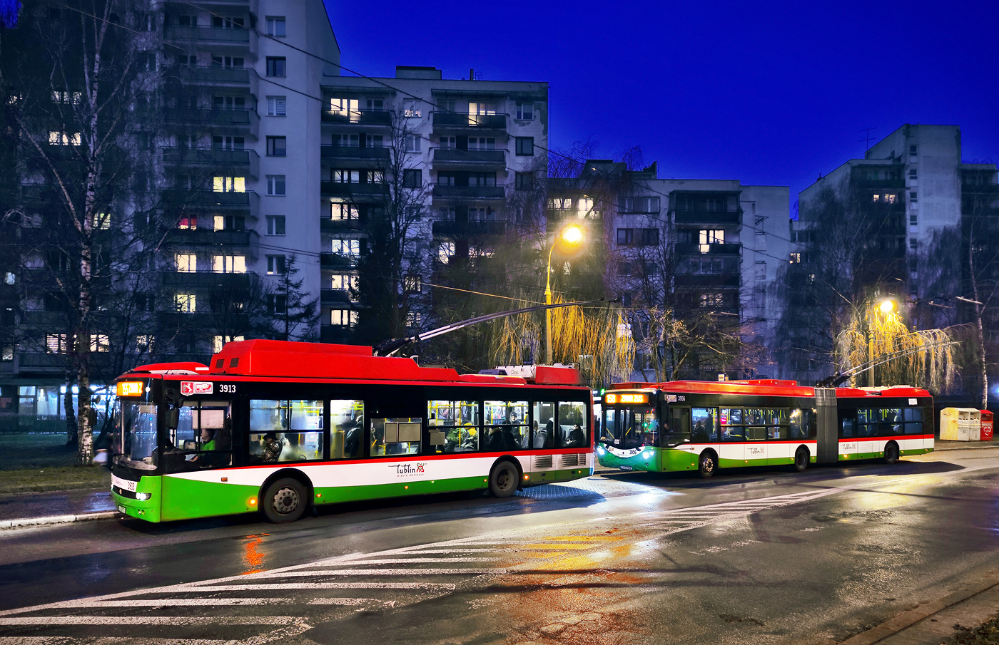 Люблин, Ursus T70116 № 3913; Люблин, Ursus City Smile 18LFT № 3956