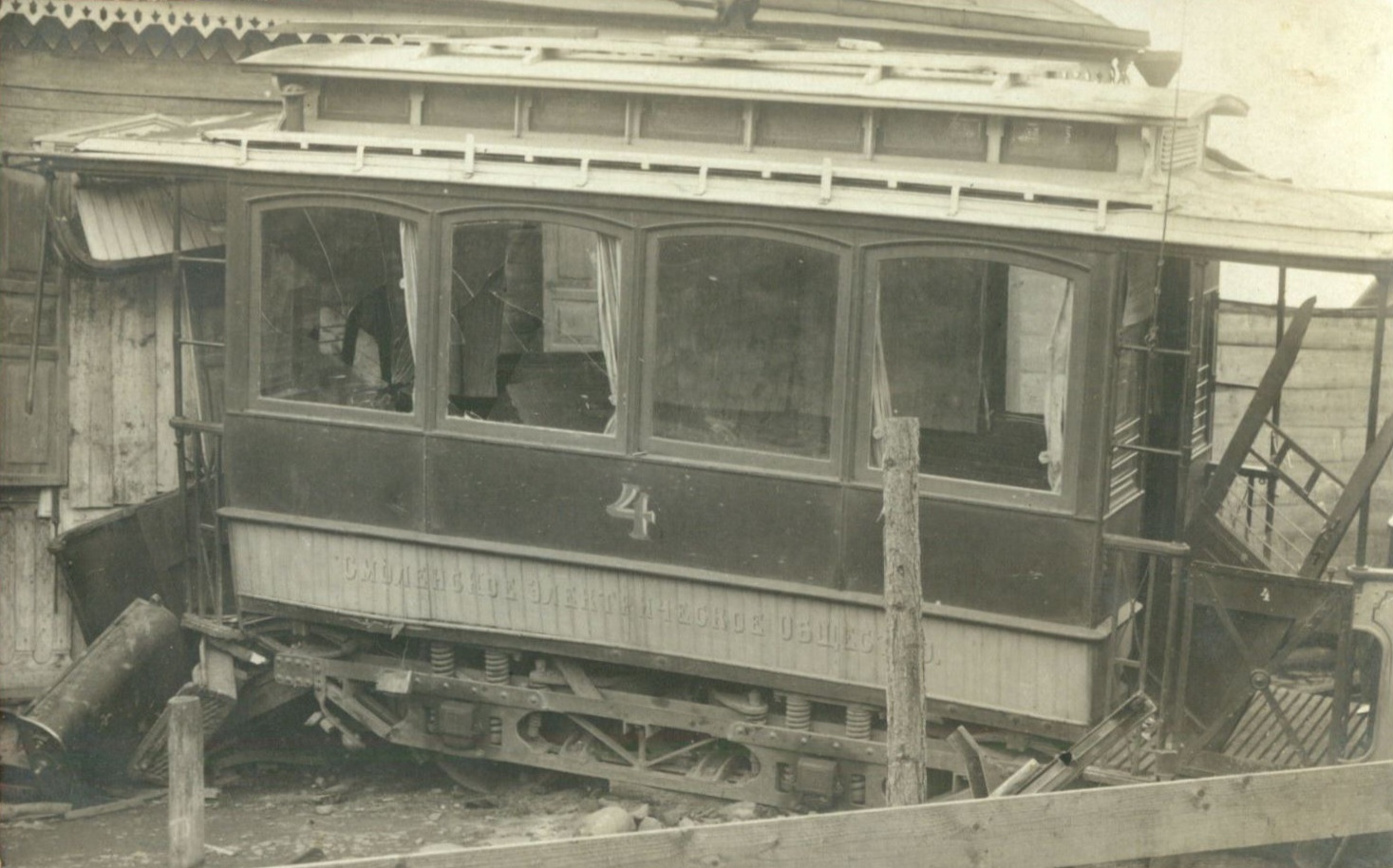 Смоленск, Двухосный моторный вагон № 4; Смоленск — Исторические фотографии (1901 — 1917 гг.)