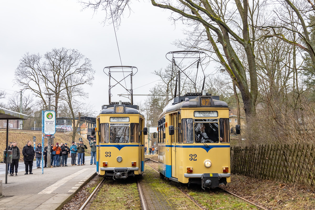 Вольтерсдорф, Gotha T57 № 33; Вольтерсдорф, Gotha T57 № 32; Вольтерсдорф — Официальное прощание с вагонами Гота в регулярной эксплуатации (01.03.2025)