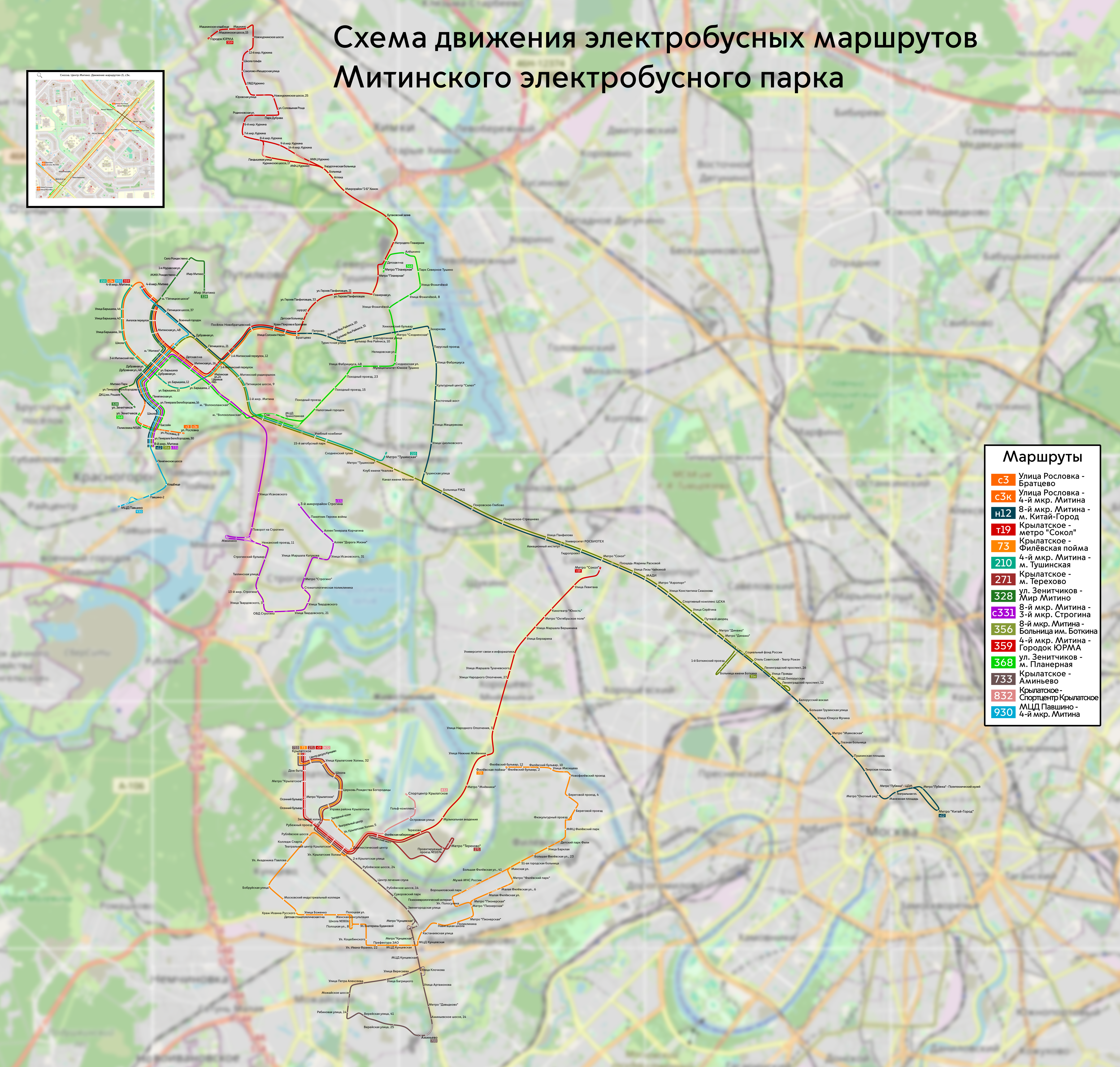Карты, созданные с использованием OpenStreetMap; Москва — Схемы маршрутов электробуса; Москва — Схемы отдельных маршрутов