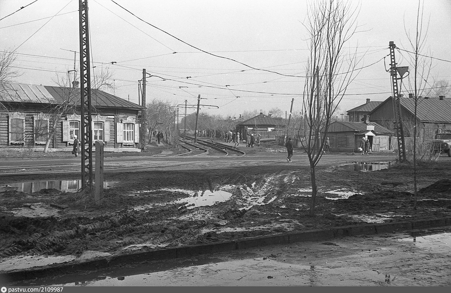 Omsk — Historical photos; Omsk — Tram lines – Left bank of the Om River