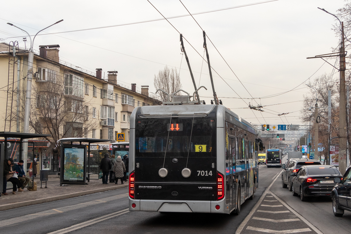 Алматы, Yutong ZK6128BEVG (QazTehna) № 7014 Алматы, Yutong ZK6128BEVG (QazTehna) № 7014