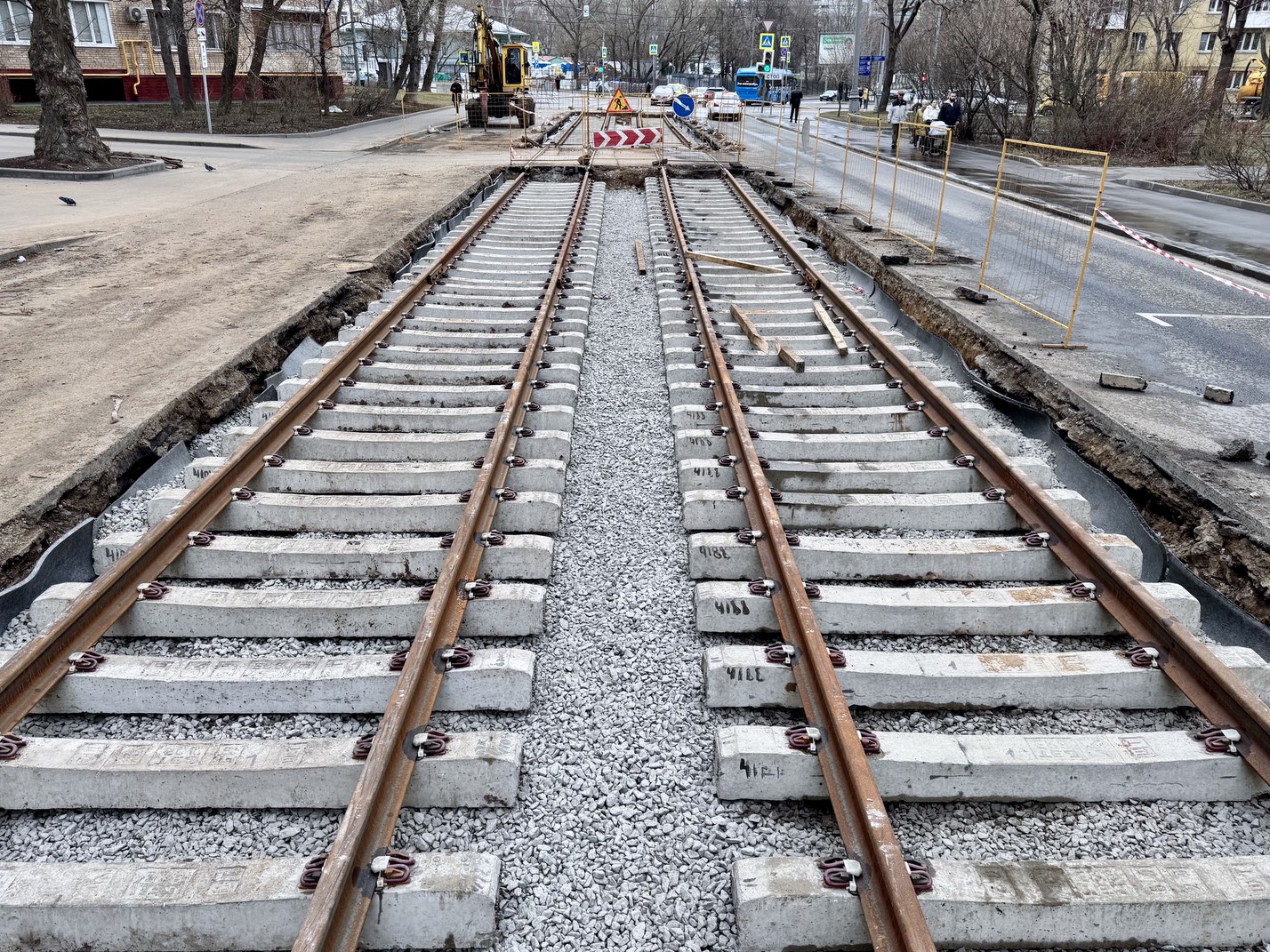 Moskau — Rebuild of the tram line along Trifonovskaya Street & Gilyarovskogo Street to Rijskaya Square
