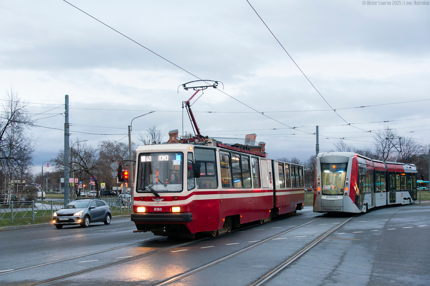 Санкт-Петербург, ЛВС-86К № 8188; Санкт-Петербург, 71-801 (Alstom Citadis 301 CIS) № 8900