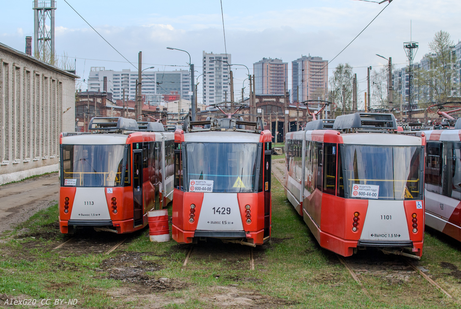 Sankt-Peterburg, 71-153 (LM-2008) № 1429; Sankt-Peterburg, 71-152 (LVS-2005) № 1101; Sankt-Peterburg — Tramway depot # 1 Sankt-Peterburg, 71-153 (LM-2008) № 1429; Sankt-Peterburg, 71-152 (LVS-2005) № 1101; Sankt-Peterburg — Tramway depot # 1