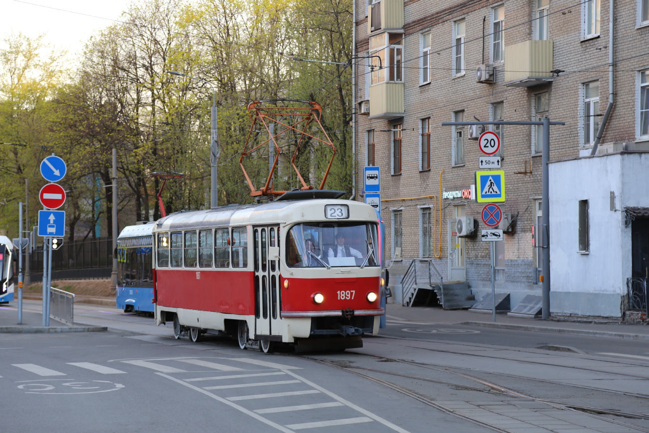 Moscow, Tatra T3SU (2-door) # 1897; Moscow — Celebration of the 126th anniversary of the Moscow Tram (rehearsal of the parade on 04/02/2025, parade and exhibition of trams on 04/19/2025)