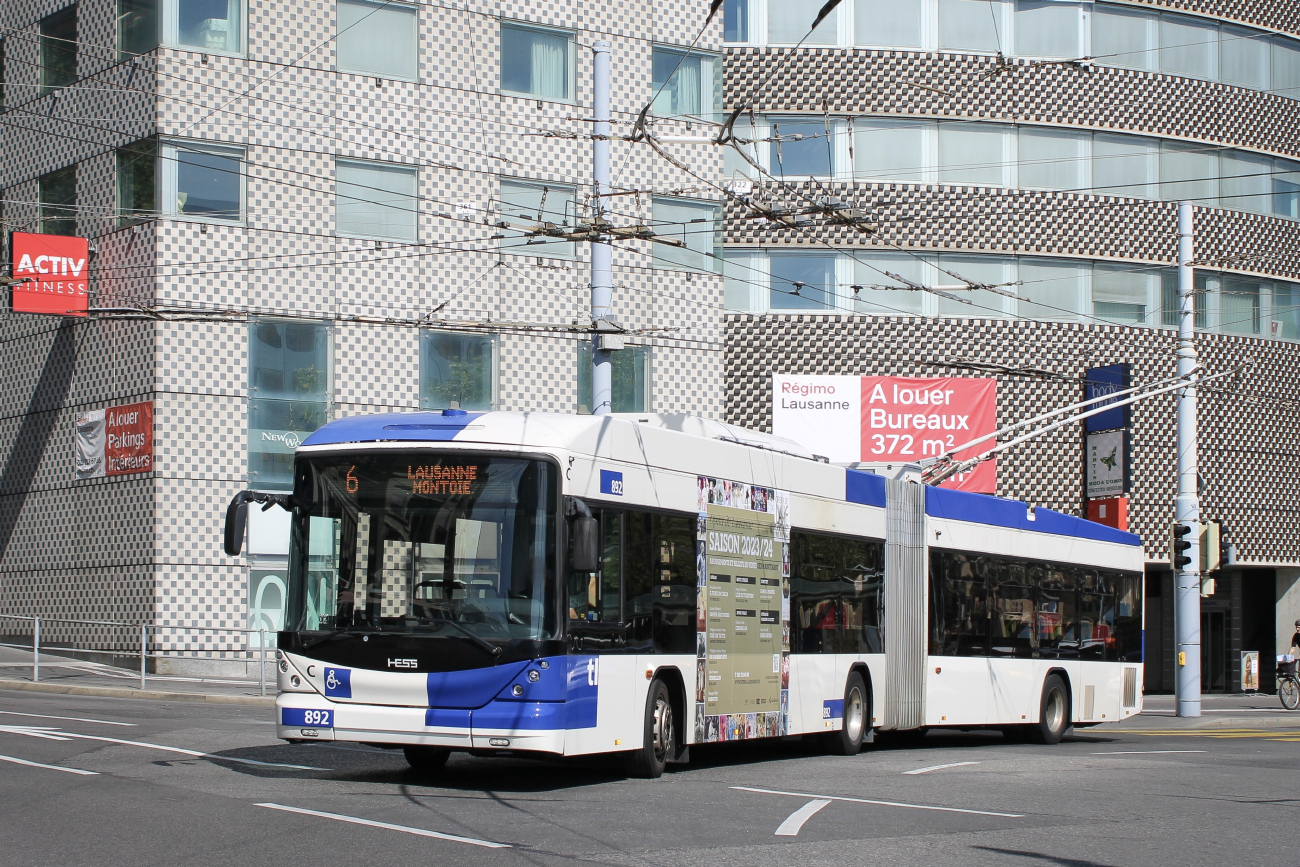 Лозанна, Hess SwissTrolley 4 (BGT-N2D) № 892