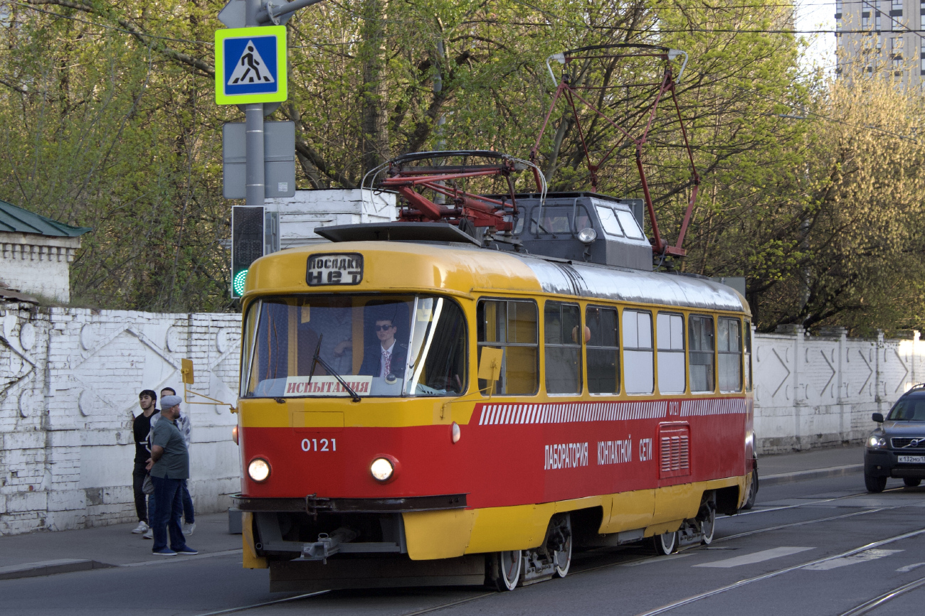Moszkva, Tatra T3SU (2-door) — 0121; Moszkva — Celebration of the 126th anniversary of the Moscow Tram (rehearsal of the parade on 04/02/2025, parade and exhibition of trams on 04/19/2025)
