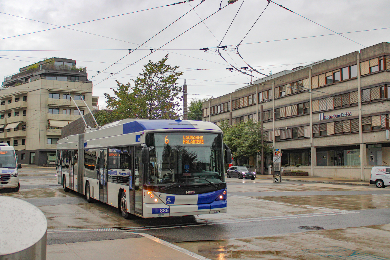 Lausanne, Hess SwissTrolley 4 (BGT-N2D) N°. 886 Lausanne, Hess SwissTrolley 4 (BGT-N2D) N°. 886
