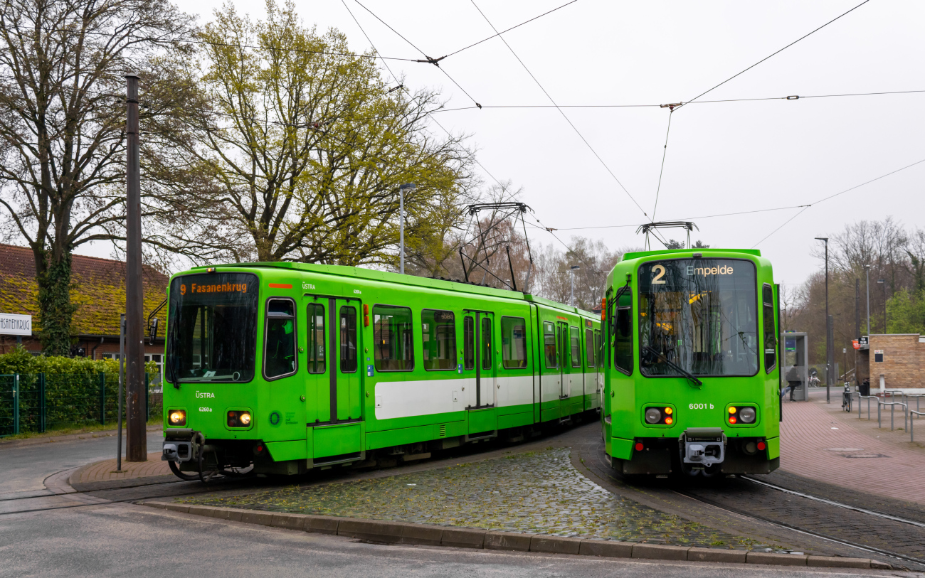 Ганновер, LHB TW6000 № 6260; Ганновер, Duewag TW6000 № 6001