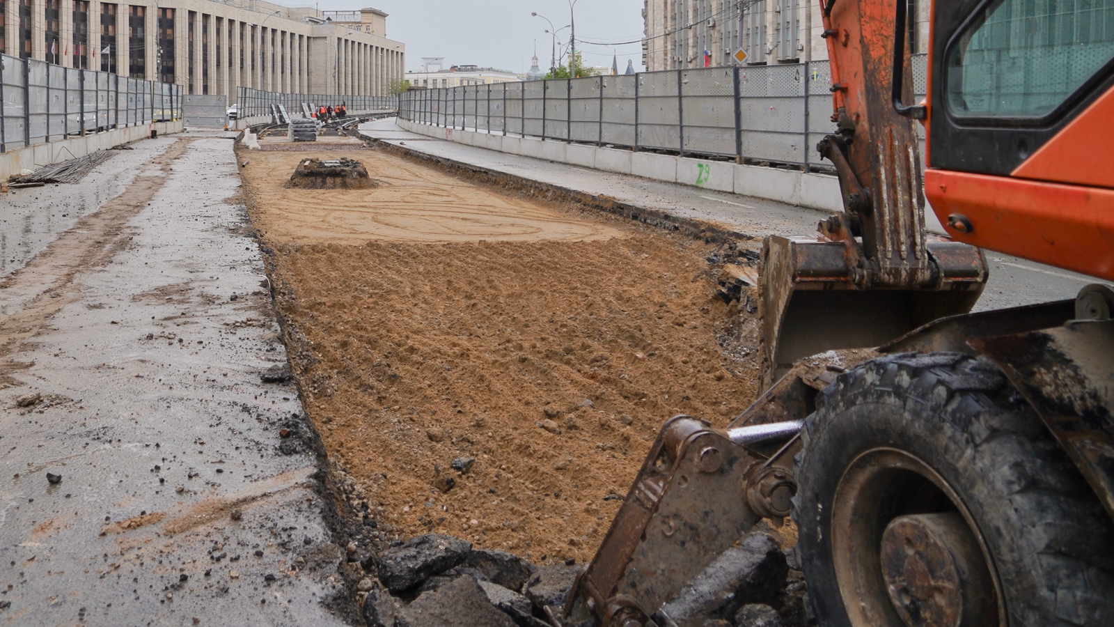 Moskva — Construction of a tram line on Academician Sakharov Avenue Moskva — Construction of a tram line on Academician Sakharov Avenue