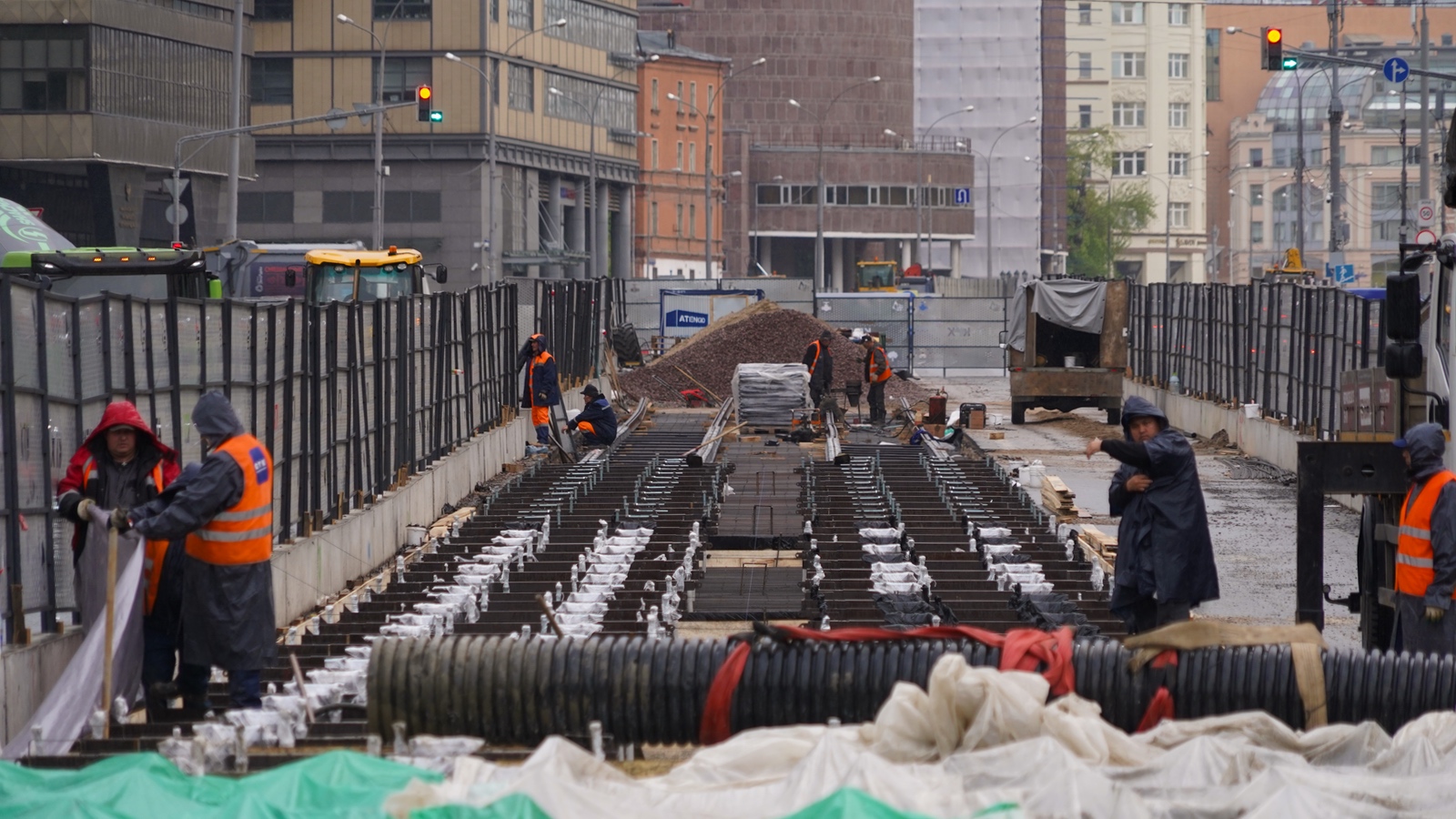 Moscow — Construction of a tram line on Academician Sakharov Avenue Moscow — Construction of a tram line on Academician Sakharov Avenue