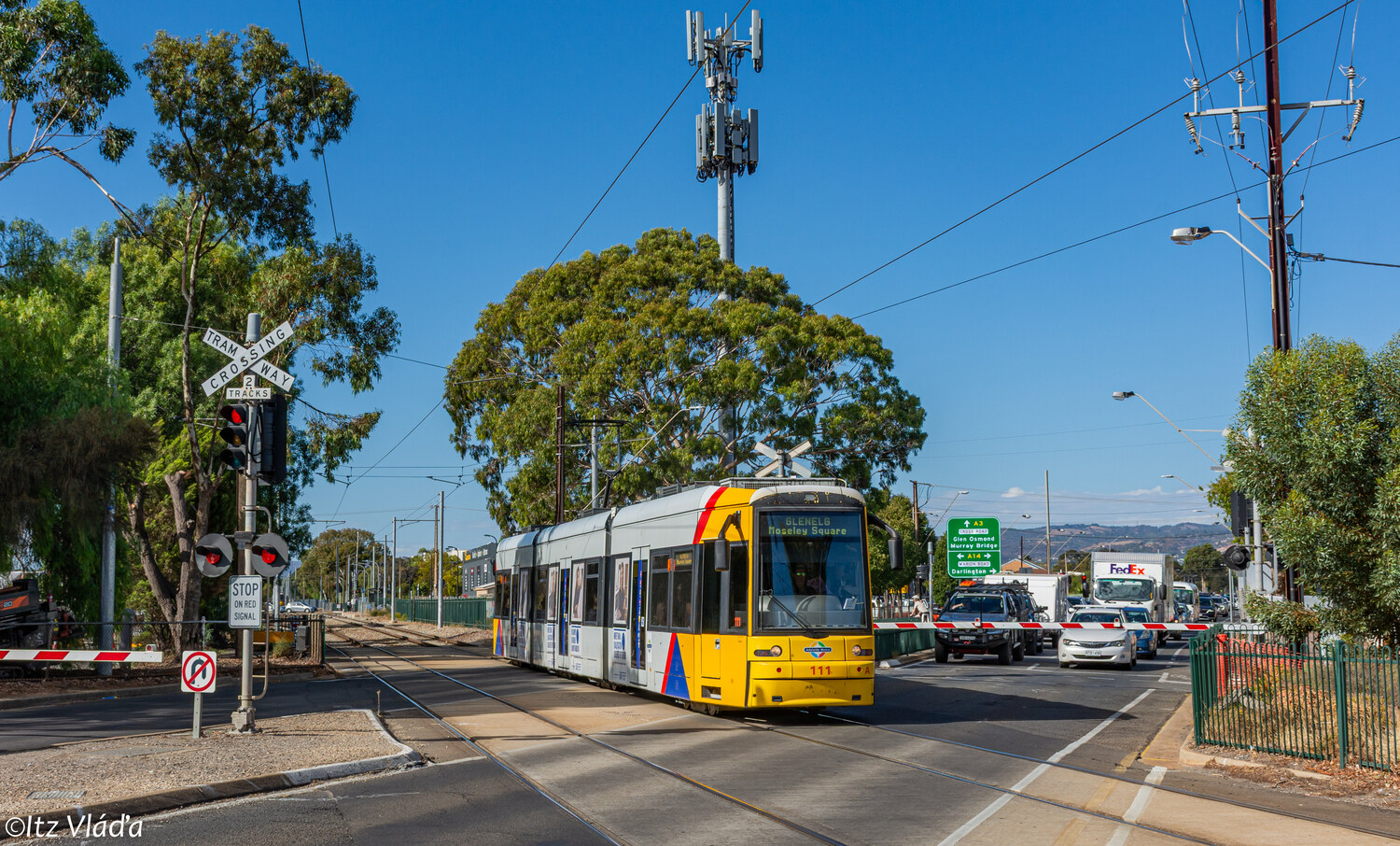 Adelaide, Bombardier Flexity Classic Nr 111; Adelaide — Tramway crossings Adelaide, Bombardier Flexity Classic Nr 111; Adelaide — Tramway crossings