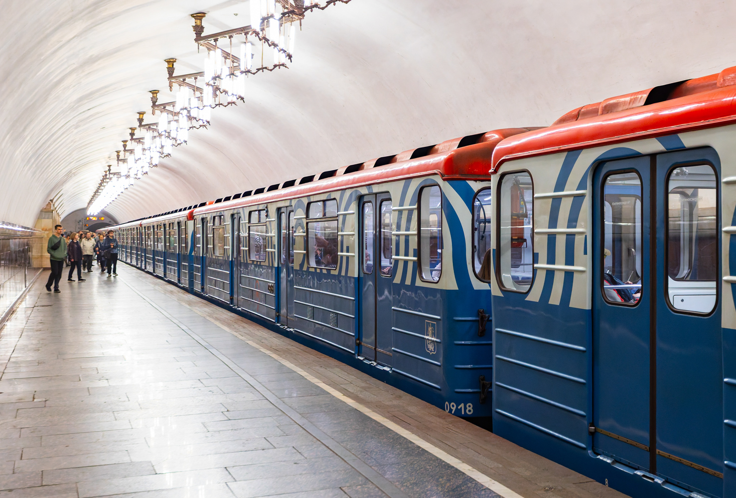 Москва, 81-714.5 (ММЗ/МВМ) № 0918; Москва — Праздничные мероприятия, выставки подвижного состава и Парад поездов к 90-летию Московского метрополитена 15 — 18 мая 2025