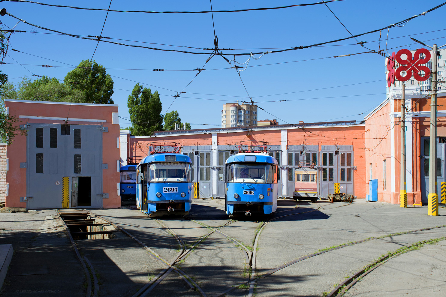 Волгоград, Tatra T3SU № 2697; Волгоград, Tatra T3SU № 2696; Волгоград, Электровоз № МВ-84