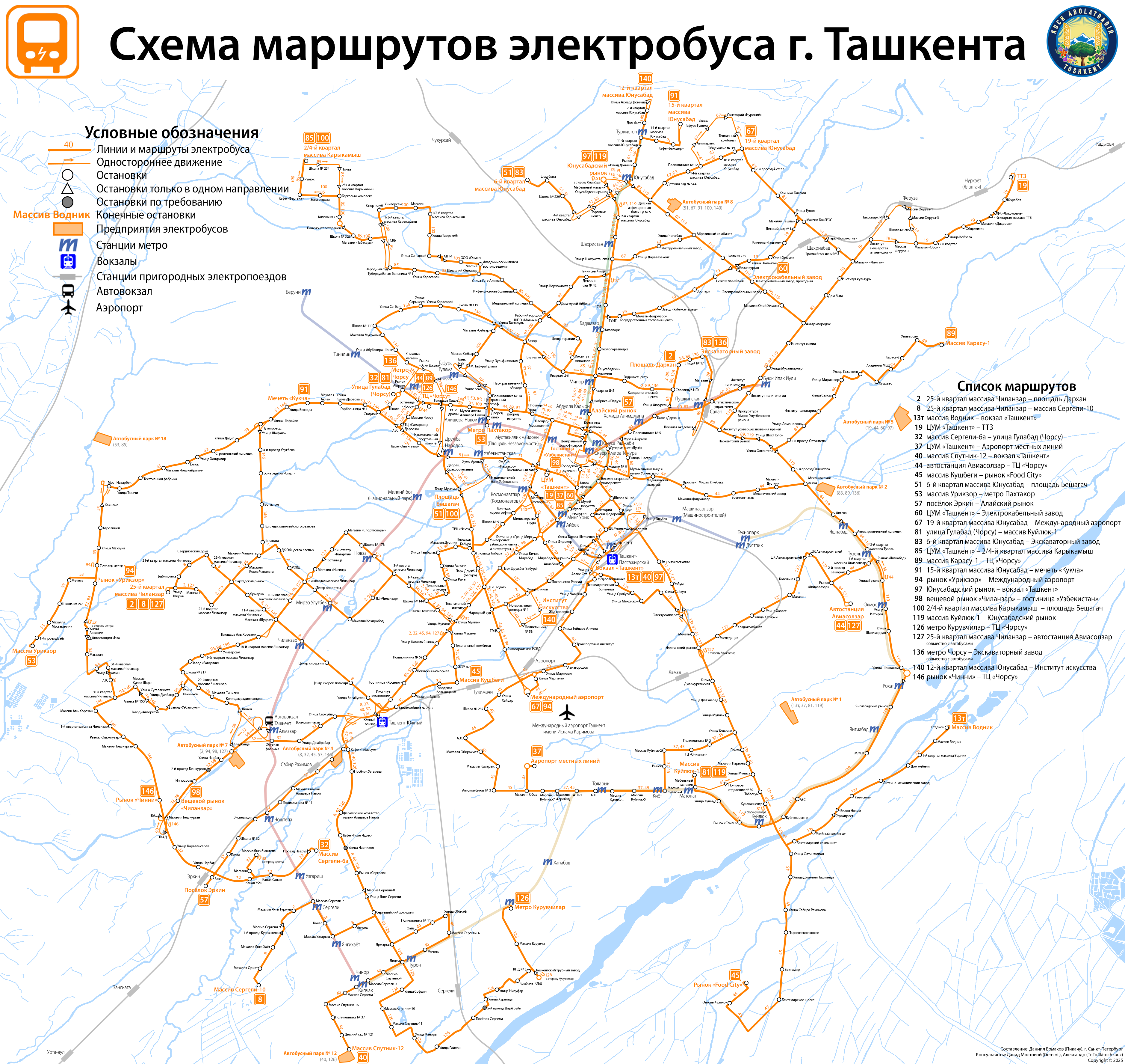 Ташкент — Общегородские схемы; Ташкент — Электробусные схемы