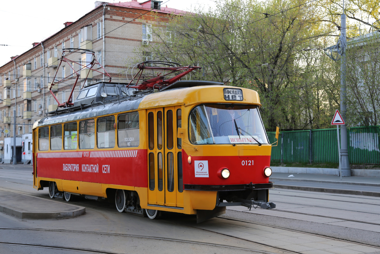 Москва, Tatra T3SU (двухдверная) № 0121; Москва — Празднование 126-летия Московского трамвая (репетиция парада 02.04.2025, парад и выставка трамваев 19.04.2025)