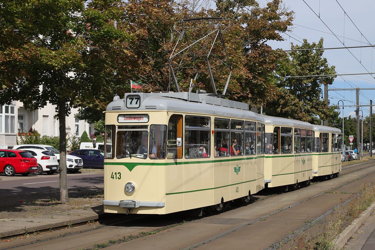 Магдебург, Gotha T2-62 № 413; Магдебург — Официальная презентация обновленных вагонов Татра КТ4ДМ из Берлина (29.08.2020)