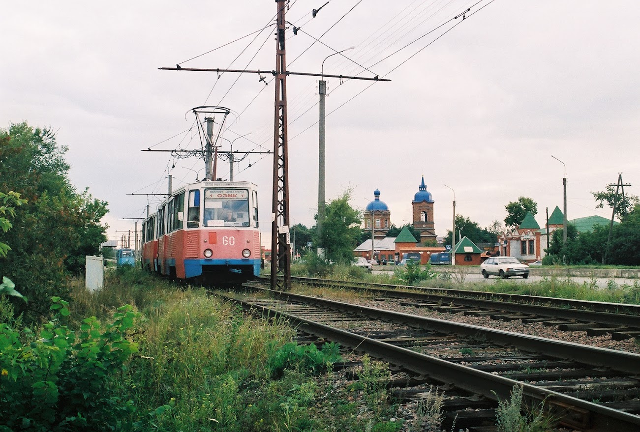 Старый Оскол, 71-605 (КТМ-5М3) № 60; Старый Оскол — Достопримечательности вдоль трамвайной линии; Старый Оскол — Исторические фотографии [1976-2003]
