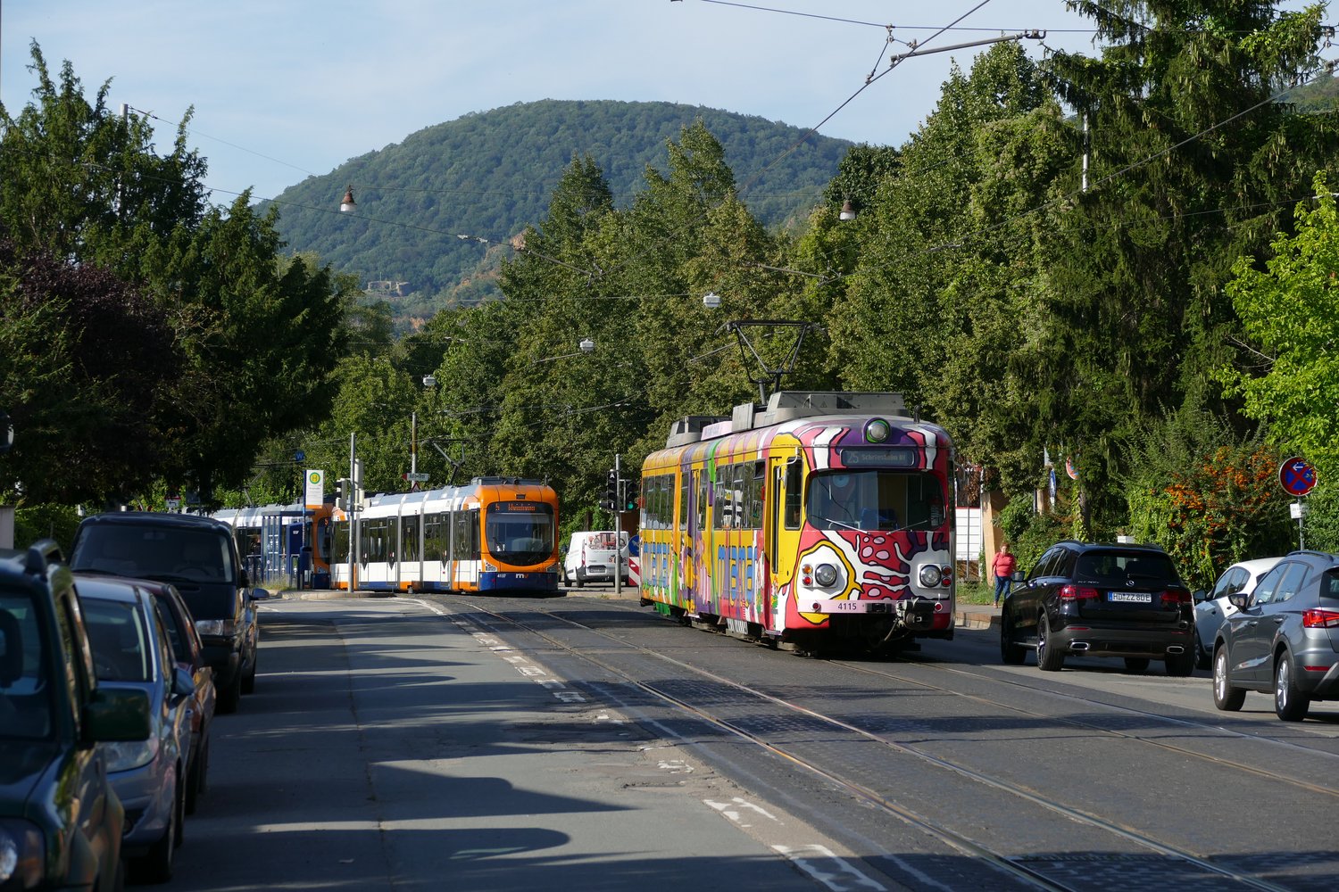 Rhein-Neckar, Bombardier RNV6Z # 4137; Rhein-Neckar, Duewag GT8K # 4115