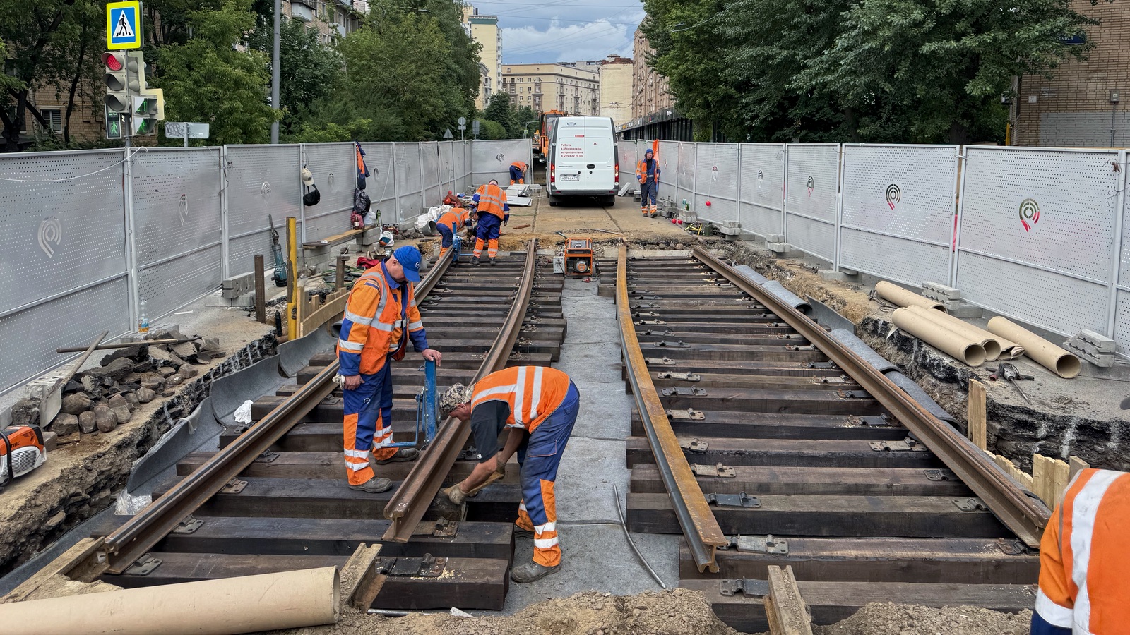 Moscow — Rebuild of the tram line along Trifonovskaya Street & Gilyarovskogo Street to Rijskaya Square
