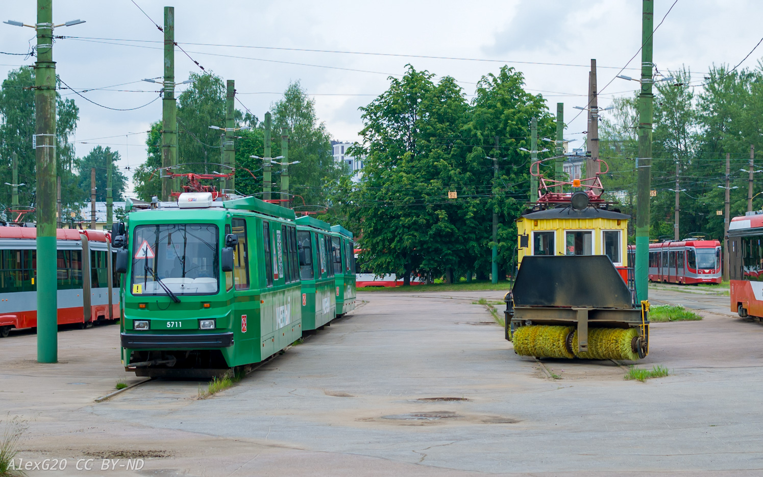 Санкт-Петербург, ПС70 № 5711; Санкт-Петербург, ЛС-3 № С-12; Санкт-Петербург — Трамвайный парк № 5