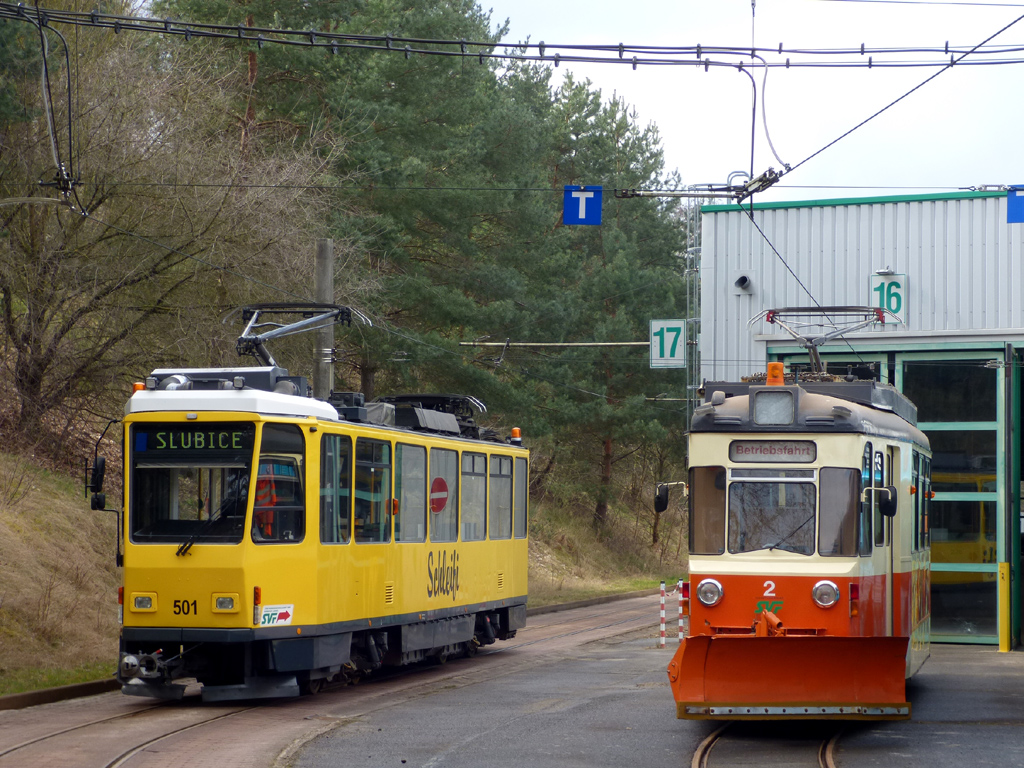 Франкфурт-на-Одере, Tatra T6A2M № 501; Франкфурт-на-Одере, Gotha T57 № 2