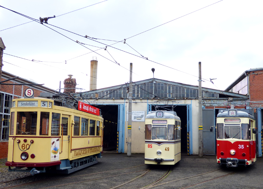 Франкфурт-на-Одере, Двухосный моторный Wismar № 60; Франкфурт-на-Одере, Gotha T2-62 № 49; Франкфурт-на-Одере, Gotha T57 № 35