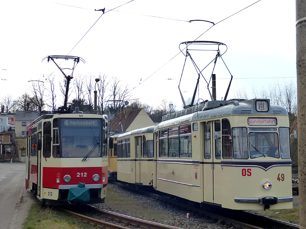 Франкфурт-на-Одере, Tatra KT4DM № 212; Франкфурт-на-Одере, Gotha T2-62 № 49