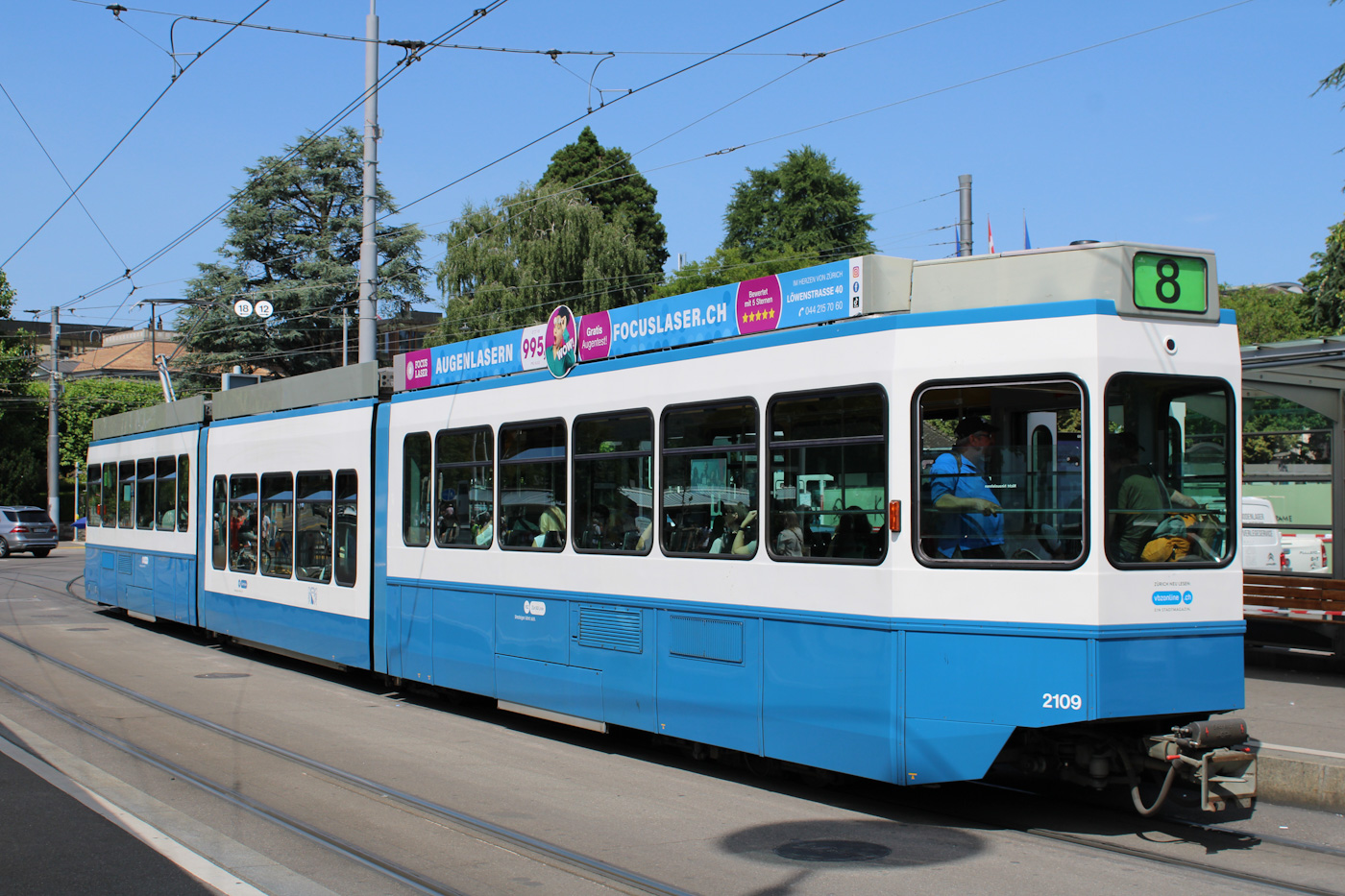 Цюрих, SWP/SIG/ABB Be 4/8 "Tram 2000 Sänfte" № 2109