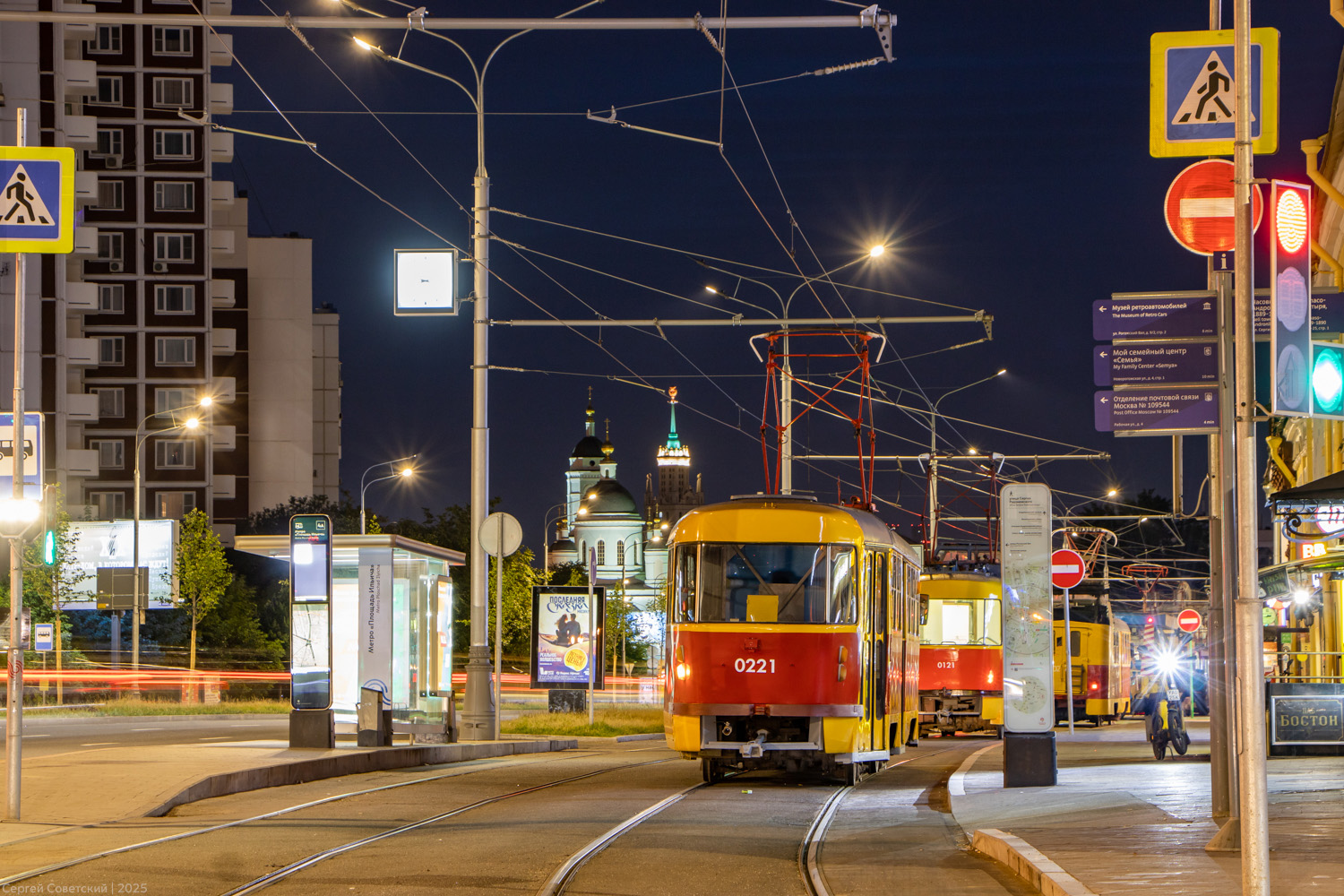 Москва, Tatra T3SU № 0221; Москва — День Московского транспорта — 2025 (ночные репетиции парада трамваев 05.07.2025 и 10.07.2025, парад и выставка трамваев 12.07.2025)