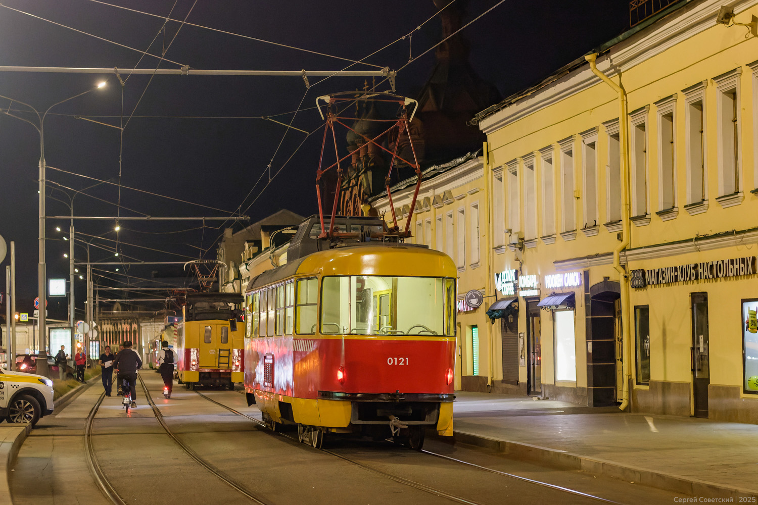 Москва, Tatra T3SU (двухдверная) № 0121; Москва — День Московского транспорта — 2025 (ночные репетиции парада трамваев 05.07.2025 и 10.07.2025, парад и выставка трамваев 12.07.2025)