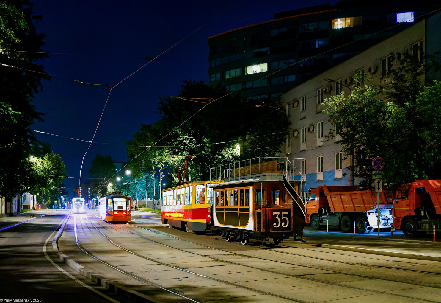 Москва, Конка № 35; Москва — День Московского транспорта — 2025 (ночные репетиции парада трамваев 05.07.2025 и 10.07.2025, парад и выставка трамваев 12.07.2025)