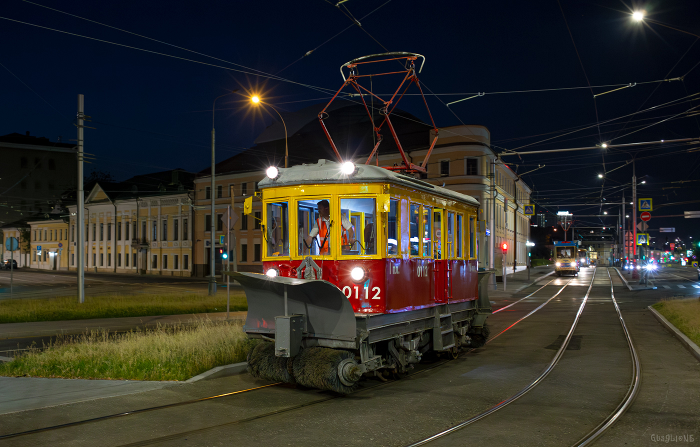 Москва, ГС-4 (ГВРЗ) № 0112; Москва — День Московского транспорта — 2025 (ночные репетиции парада трамваев 05.07.2025 и 10.07.2025, парад и выставка трамваев 12.07.2025)