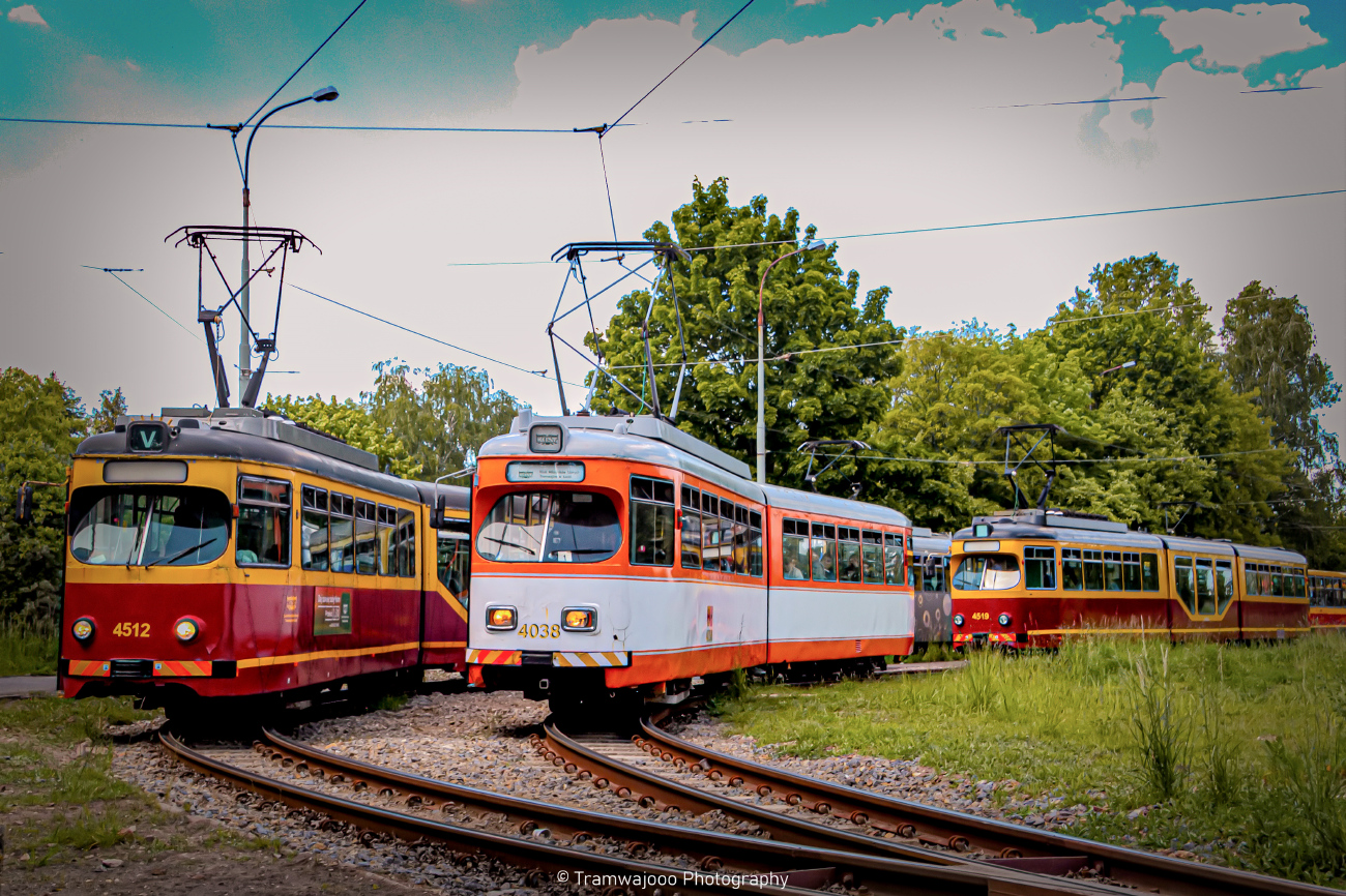 Lodz, Duewag GT6 Nr. 4038; Lodz, Duewag GT8NF Nr. 166; Lodz — 35th anniversary of the introduction of the GT series into service — 25.05.2025
