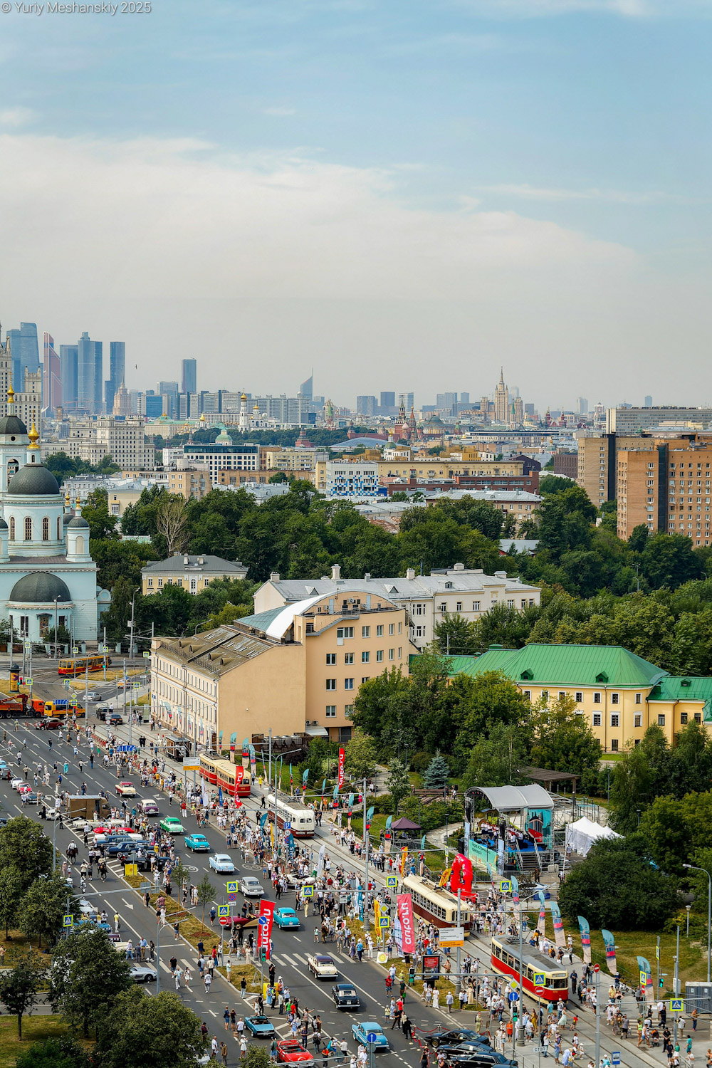 Moscow — Moscow Transport Day — 2025 (night rehearsals of the tram parade on 07/05/2025 and 07/10/2025, parade and tram exhibition on 07/12/2025); Moscow — Trаm lines: Central Administrative District; Moscow — Views from a height